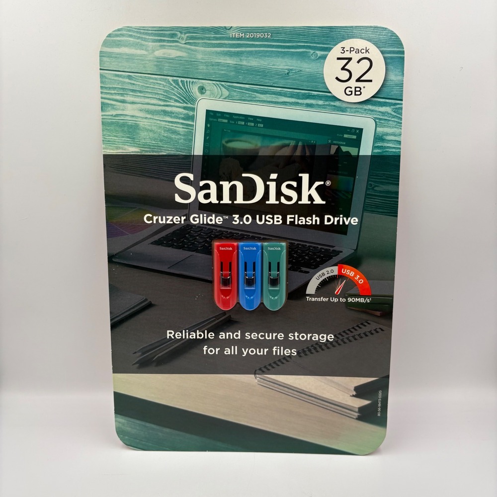 SanDisk Cruzer Glide 3.0 USB Flash Drive 3-Pack 32GB Red Blue Teal SDCZ600-032G